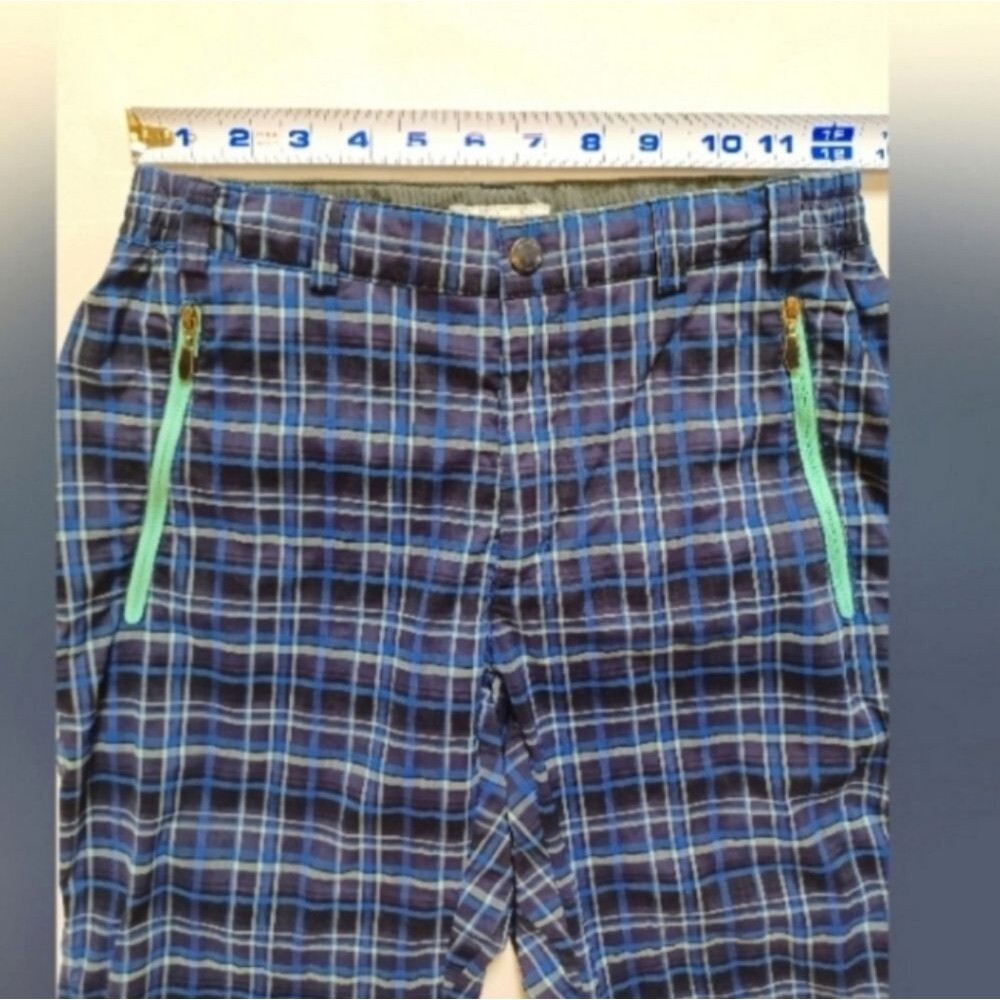 Columbia Plaid Capri Shorts Blue Turquoise Gray with Zippered Pockets - Picture 4 of 13